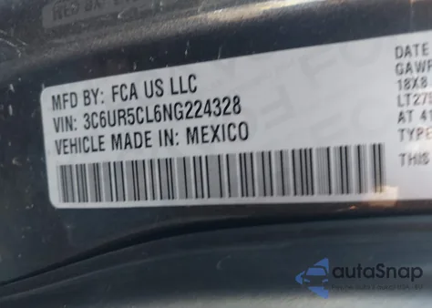 2022 Ram 2500 Tradesman из США, поврежденный, VIN 3C6UR5CL6NG224328